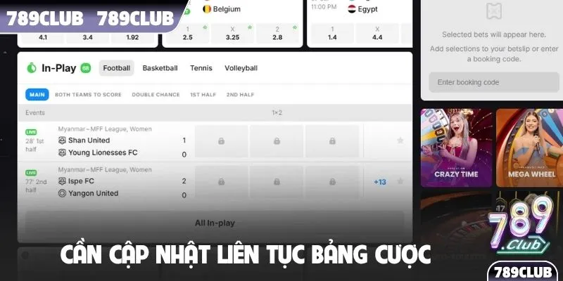 Cần cập nhật liên tục bảng cược